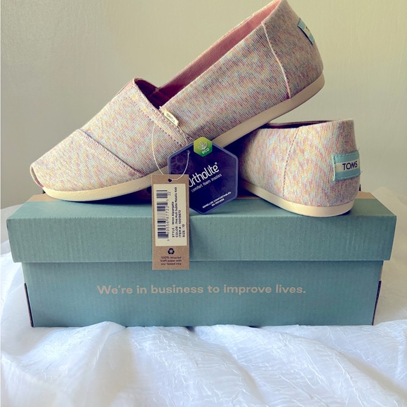 Toms Women’s Size 10 Alpargata Pink Multi Subtle Metallic Knit - Picture 2 of 5